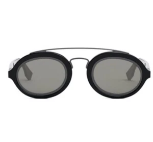 NEW FE40094I 01A UNISEX FENDI SUNGLASSES BLACK GREY OVAL EYEWEAR - Picture 1 of 5