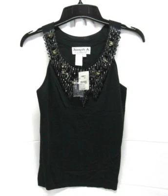 Joseph A. QU'EST-CEQUEC-EST ШЕЛК? Женщин бисером Майка черный размер L совершенно новый - Изображение 1 из 4