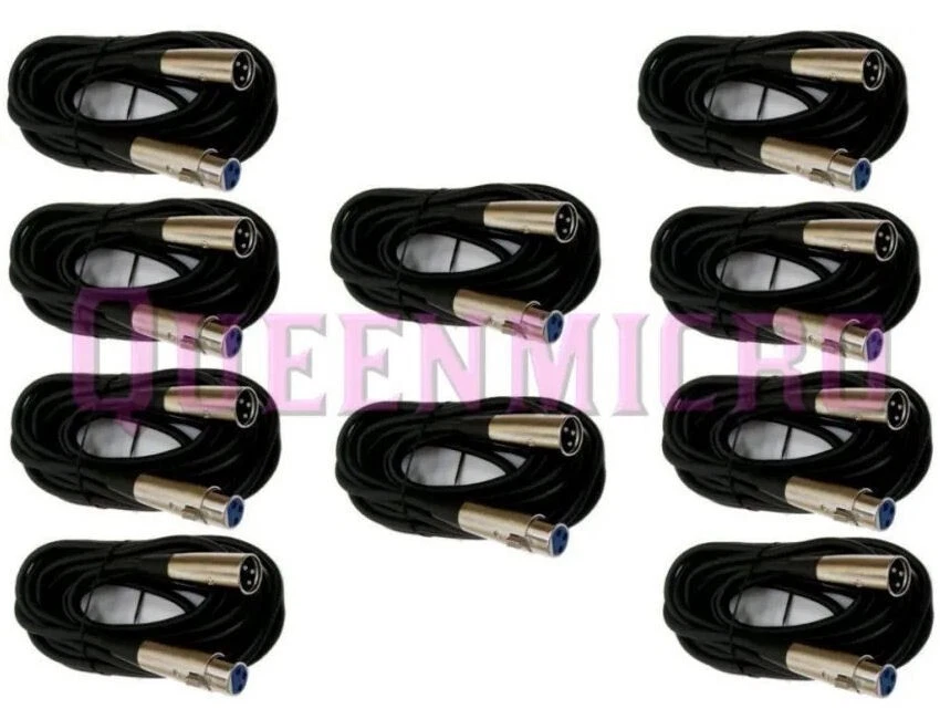 10x 15FT XLR 3Pin Male Female Mic Microphone Audio Balanced Cord Shielded Cable