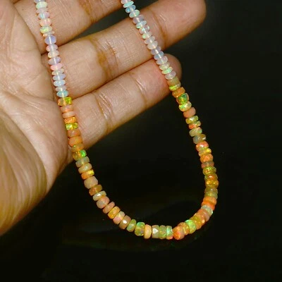100% Top Quality Ethiopian Opal Beads October Birthstone Necklace Jewelry 6257 - Image 1 of 2