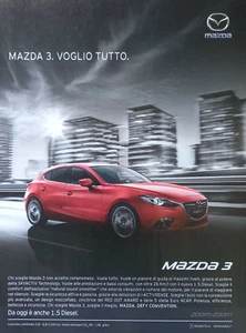 Pubblicità Advertising Italian 2016 MAZDA 3 Diesel Auto Car Automobile Macchina - Imagen 1 de 1
