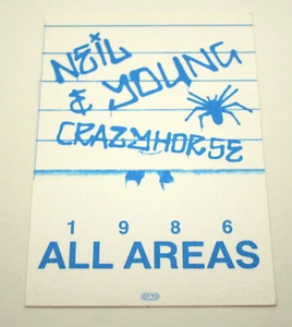 Neil Young Crazyhorse Tour 1986 Band Concert All Areas Back Stage Pass Otto Mint - Picture 1 of 3