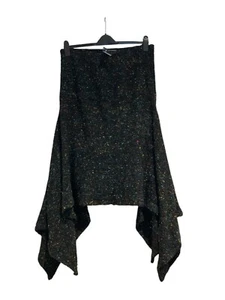 Maggie Carol Boucle Skirt XL 14-16 Lagenlook Black High Low Shape Multicoloured - Picture 1 of 8