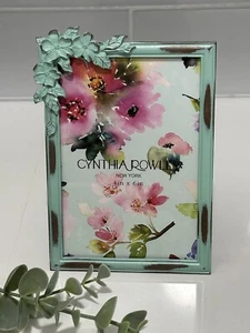 Cynthia Rowley Bilderrahmen Grün Blume 4" x 6" Nagelneu Vintage Wunderschön - Bild 1 von 7