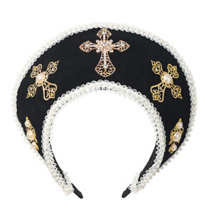 Renaissance Women Cross Tudor Headpiece Royal French Hood Coronet  Headwear