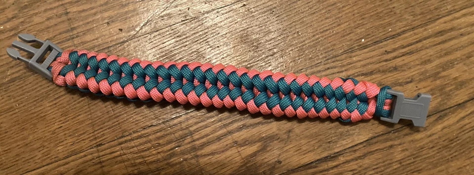 paracord bracelet With Clasp. Green/pink Or Pink With Blue Diamonds - Image 1 of 1