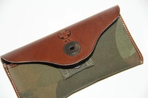 Polo Ralph Lauren Green Camo Camouflage  Leather Trim Sunglasses Glasses Case - Picture 1 of 6