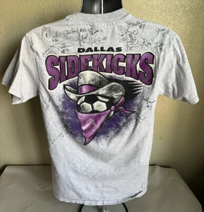 VTG TEAM SIGNED Tatu Dallas Sidekicks Soccer Shirt M Made In USA Single Stitch - Picture 1 of 12