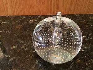 Caithness Scotland Art Glass Paperweight CLEAR Controlled Bubbles APPLE - Picture 1 of 5