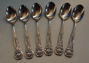 Vintage 6 cucharas de moca de acero inoxidable cuchara Hildesheimer Rose (0520-162) - Imagen 1 de 2