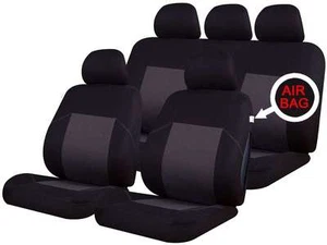 FOR FORD KA Downton Black/Navy Interior 9 Pce Front/Rear Seat Covers - Picture 1 of 2