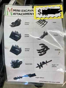 Mini Excavator 9 Piece Attachment set - BRAND NEW - Picture 1 of 3