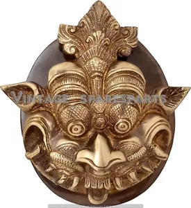 Brass Dragon Face Door Knocker With Plate Base Handmade Decorative Door Bell - Picture 1 of 3