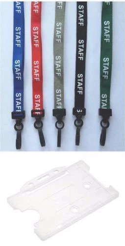 ID STAFF Neck Strap Lanyard CHOOSE COLOUR + FREE Clear ID Card Holder + FREEPOST