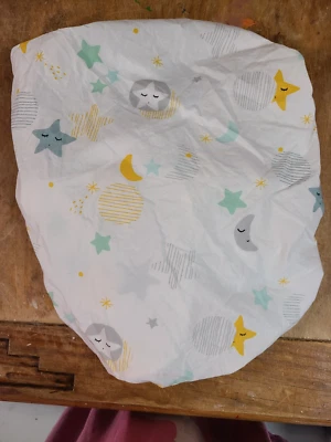 Land of Nod "Moons & Stars" Crib Fitted Sheet - Image 1 of 4