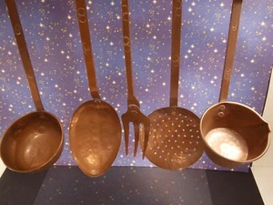 antike Küchen Besteck Helfer Wand Leiste Kupfer Löffel Kelle Gabel... L 47 cm - Bild 1 von 4
