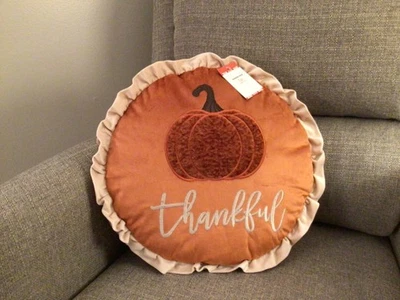 Kirklands Autumn/Fall Harvest Round Decorative Pillow - Image 1 of 4