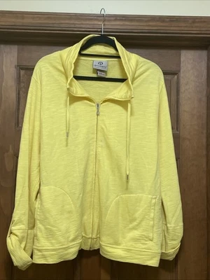 Women’s Jacket Sweatshirt XL Artisan’s Bright Yellow Zip Front Foto 1 de 4