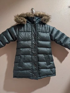 Appaman Mädchen Fellfutter isoliert Kapuze grün gefütterter Mantel Größe 2T ~ A2 - Bild 1 von 7