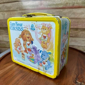 Lonchera de metal Aladdin Yellow Care Bears Cousins 1985 vintage termo faltante - Imagen 1 de 11