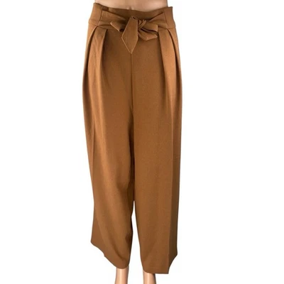 7th Avenue Women's Brown Pleated High Waisted Wide Leg Trousers Dress Pants Sz L - Image 1 of 4