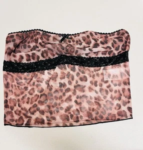 Damen Crop Cami Top SHEIN Medium Gepard Print Sexy gebrannt Spitze Pin Up - Bild 1 von 8