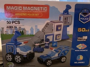Magic Magnetic Amazing Police 50 Pieces, Magnetic Geometric tiles STEM Toy Ages - Picture 1 of 8
