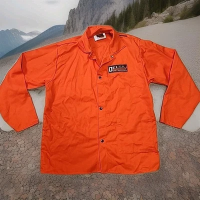 Delta Steel Logo Orange FR Long Sleeve Lightweight Work Jacket Mens Medium - Image 1 of 4