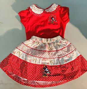 Vintage Disney, Minnie Mouse Girls, 6Mo Dress Set, Embroidered Polka Dot, Retro 