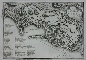GENOA original antique city plan / map, J. Andrews, J. Stockdale, published 1800 - Picture 1 of 4