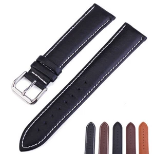 Universal 16mm 18 mm 20 mm 22mm 24mm Genuine Leather Watch Band Strap Bracelet - Picture 1 of 10