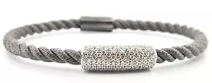 Gent's 8.5" Sterling Silver 925 Black Rhodium CZ Pave' Bracelet Cubic Zirconia - Picture 1 of 5