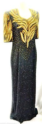 Mark & John By Gopal VTG 100% silk beaded Evening sequin formal gown Dress SZ L - Изображение 1 из 4