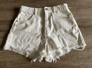 ABRAND JEANS Size US 28 or Aus 10 High Relaxed White Fade Rip Denim Shorts - Picture 1 of 9