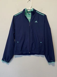 Vintage Adidas Youth Size Large Full Zip Track Jacket Blue/ Green - Picture 1 of 15