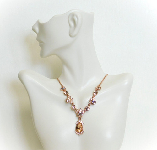 Collana Lariat Cristallo Swarovski Oro Rosa Firmata GIVENCHY