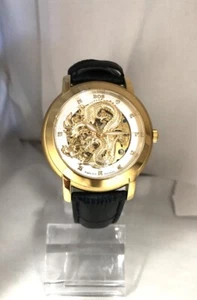 BOS ANGELA CHINESE DRAGON DESIGN SKELLETON AUTOMATIC WATCH BLACK DEPLOYMET BAND - Picture 1 of 11