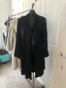 Long Lightweight Jacket Shiny Black Size 14 - Picture 1 of 5