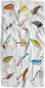 Fish and Bait Bath Hand Towel Different Fishing Baits Soft Absorbent Hand Towels - Picture 1 of 12