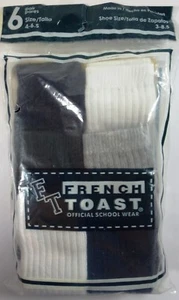 6 PAIRS KIDS FRENCH TOAST SCHOOL UNIFORM NAVY WHITE GREY CREW SOCKS 4-6.5 P8c - Picture 1 of 2