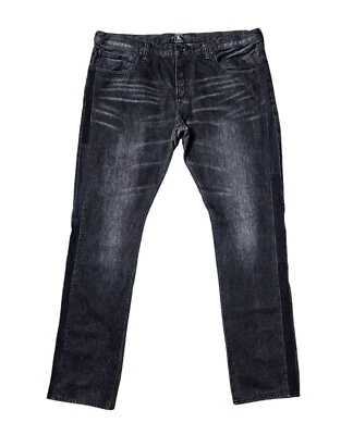 PrPs Denim Jeans Men's 42x34 Long Slim Straight Black Whiskers Side Panels $398 - Image 1 of 4