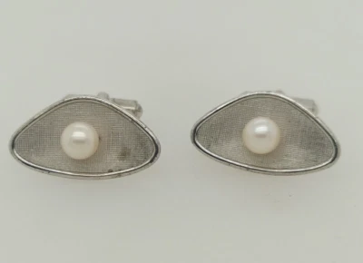 Mikimoto Sterling Silver Pearl Cufflinks - Image 1 of 4