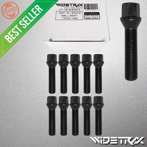 10pc 12x1.5 Black Wheel Lug Bolts Studs Locks 50mm Shank For Mercedes Audi VW - Picture 1 of 4