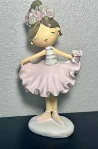 Fairy Ballerina Girl In Resina Dancer Figurine With Floral Crown 8” Tall New - Picture 1 of 6