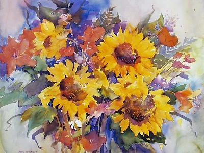 Joan McKasson "Garden Sunflowers", poster, 18.5hx25w image, signed or unsigned - Image 1 of 2
