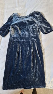 Blue Velvet Dress Boden Size 10 Lined. Beautiful - Picture 1 of 13