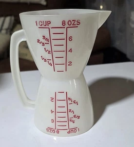 Vintage Tupperware Nass & Trocken Doppel 1 Tasse/8 Unzen Sanduhr Doppelmessbecher - Bild 1 von 5