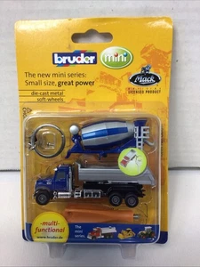 Bruder Toys 1:128 Mini Mack Dump Truck / Cement Mixer Keychain Kit - Picture 1 of 5