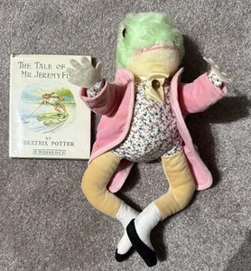 Vintage Jeremy Fisher Frog Stuffed Doll Toy Beatrix Potter With Book 1980s - Picture 1 of 4