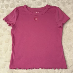 SO KOHLS GIRLS PINK RIBBED RUFFLE SLEEVES TOP/TSHIRT HEART CUT OUT AGE 10/12 - Picture 1 of 9